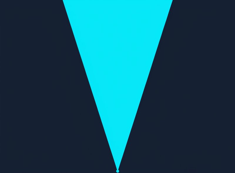 A cyan triangle graphic with labeled axes, illustrating a concept.