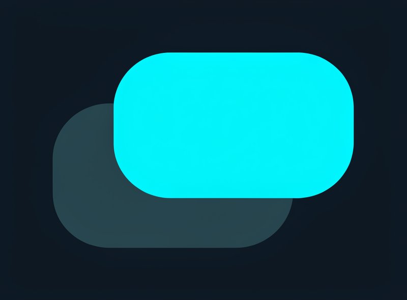 A rounded rectangle glows light blue over a darker shadow.